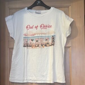 Coastal Bloom - White 'Out of Office' Graphic T-Shirt